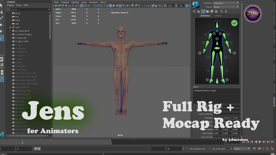 Base Mesh - Jens - full rig - PBR lowpoly Low-poly 3D model_3