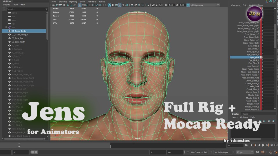 Base Mesh - Jens - full rig - PBR lowpoly Low-poly 3D model_7