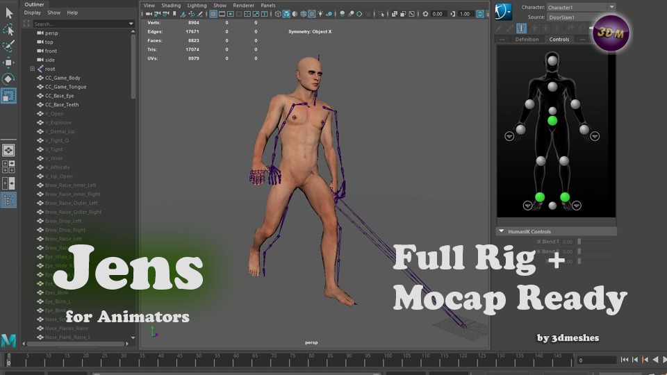 Base Mesh - Jens - full rig - PBR lowpoly Low-poly 3D model_5