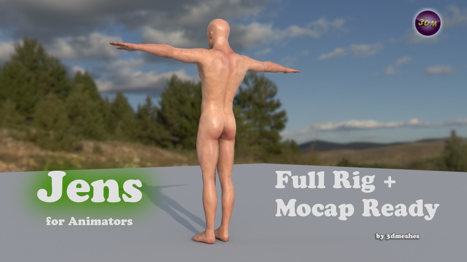 Base Mesh - Jens - full rig - PBR lowpoly Low-poly 3D model_1