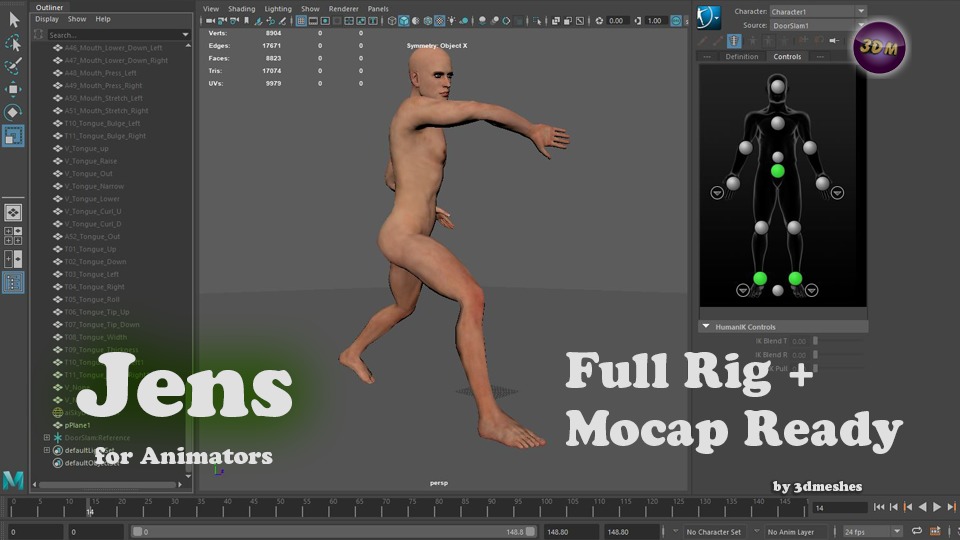 Base Mesh - Jens - full rig - PBR lowpoly Low-poly 3D model_6