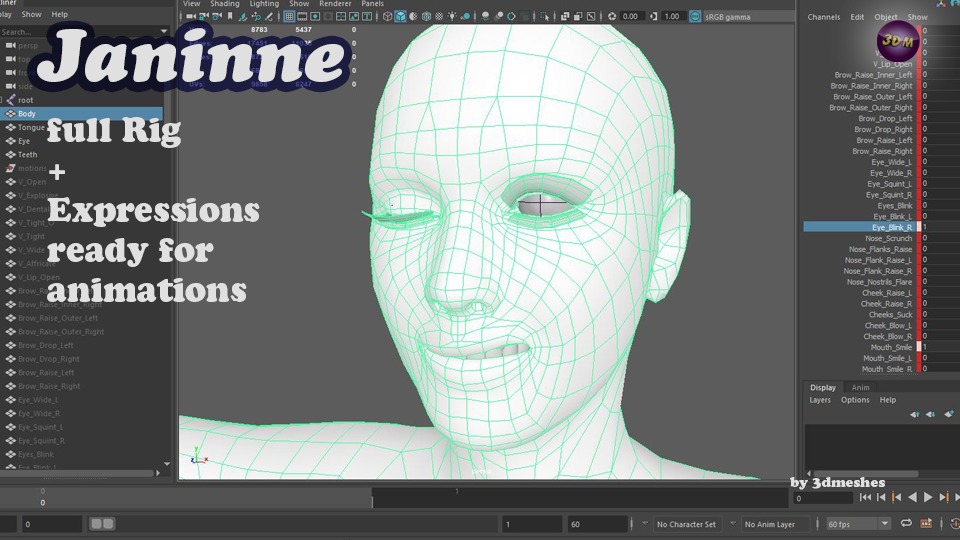 Base Mesh - Janinne - full rig - PBR lowpoly Low-poly 3D model_3