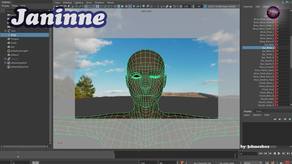 Base Mesh - Janinne - full rig - PBR lowpoly Low-poly 3D model_21