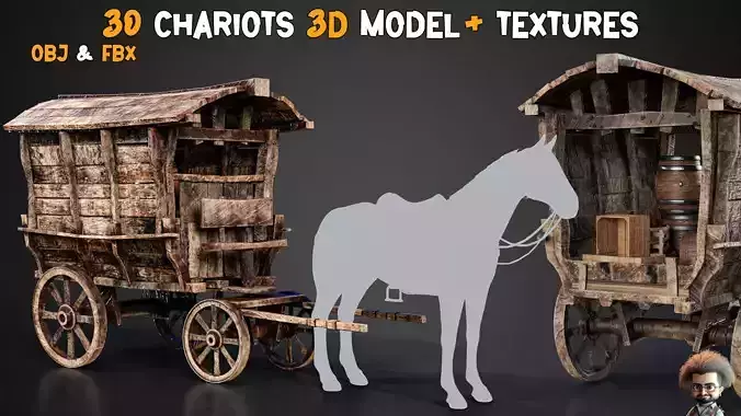 30 Chariots 3D Models and 4K Textures 3D model