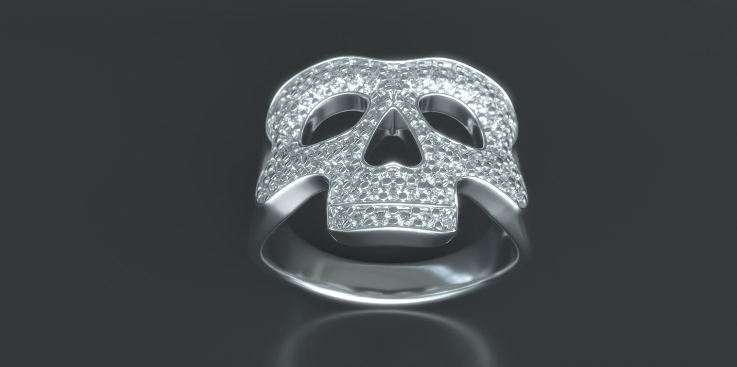 Icebox style Skull Ring v2 3D print model_3