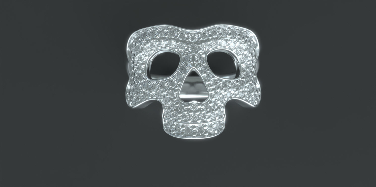 Icebox style Skull Ring v2 3D print model_2