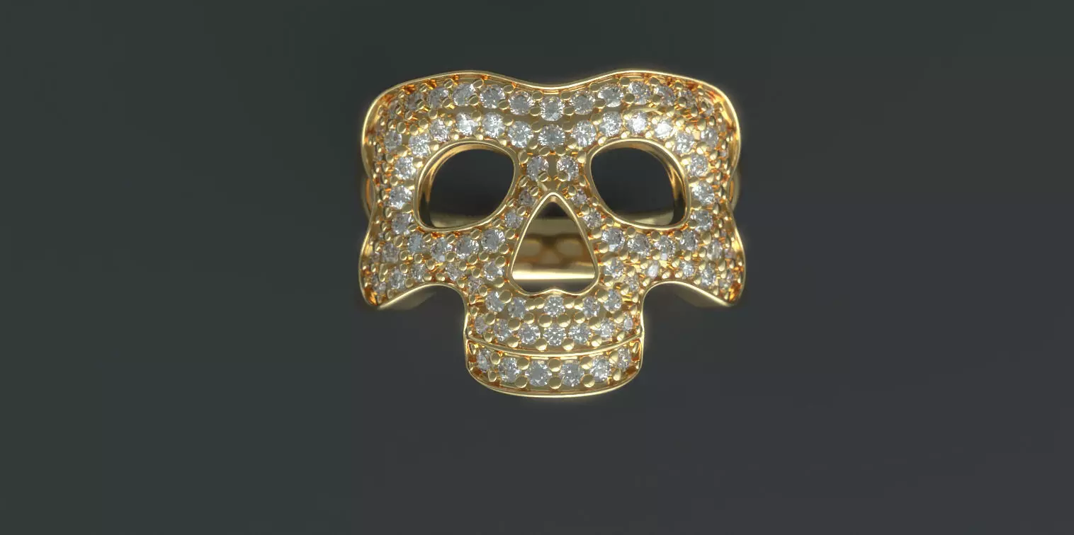 Icebox style Skull Ring v2 3D print model_0