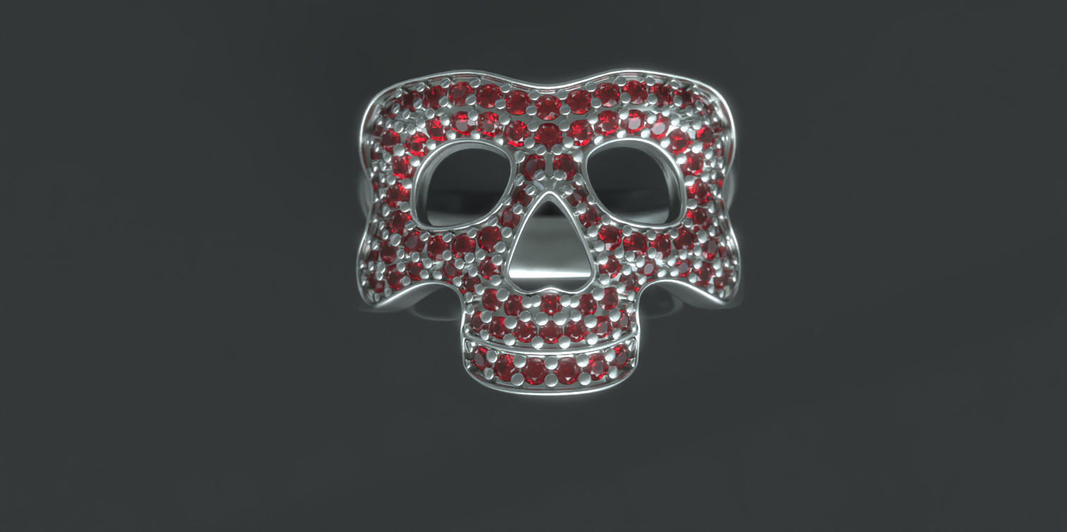 Icebox style Skull Ring v2 3D print model_1