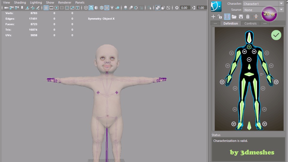 Base Mesh - Baby-Jessica - full rig - PBR lowpoly Low-poly 3D model_4