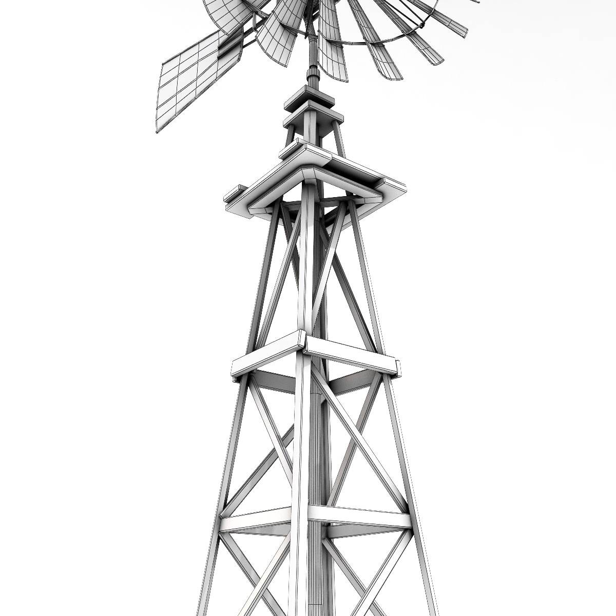 Windmill wooden Low-poly 3D model_9