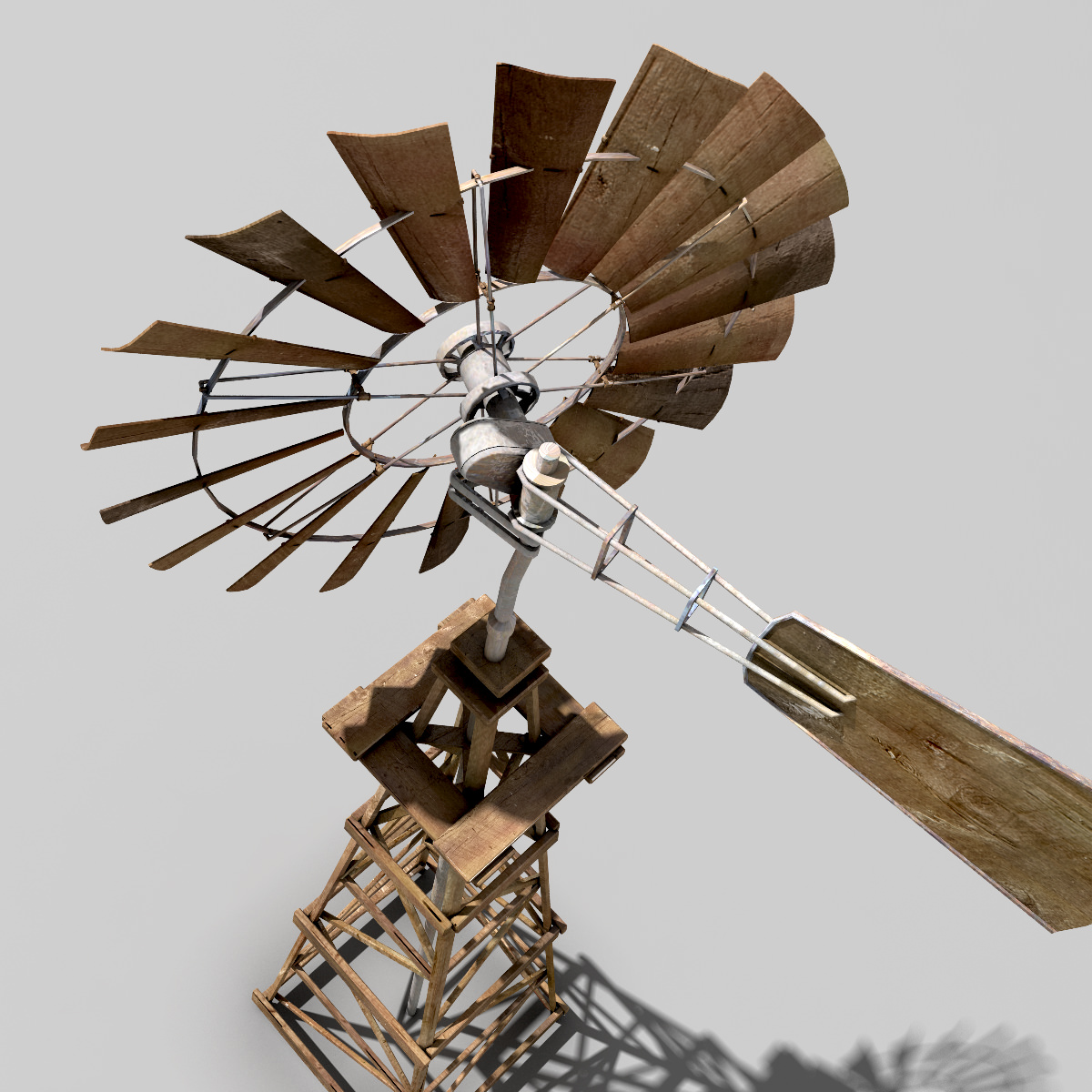 Windmill wooden Low-poly 3D model_1