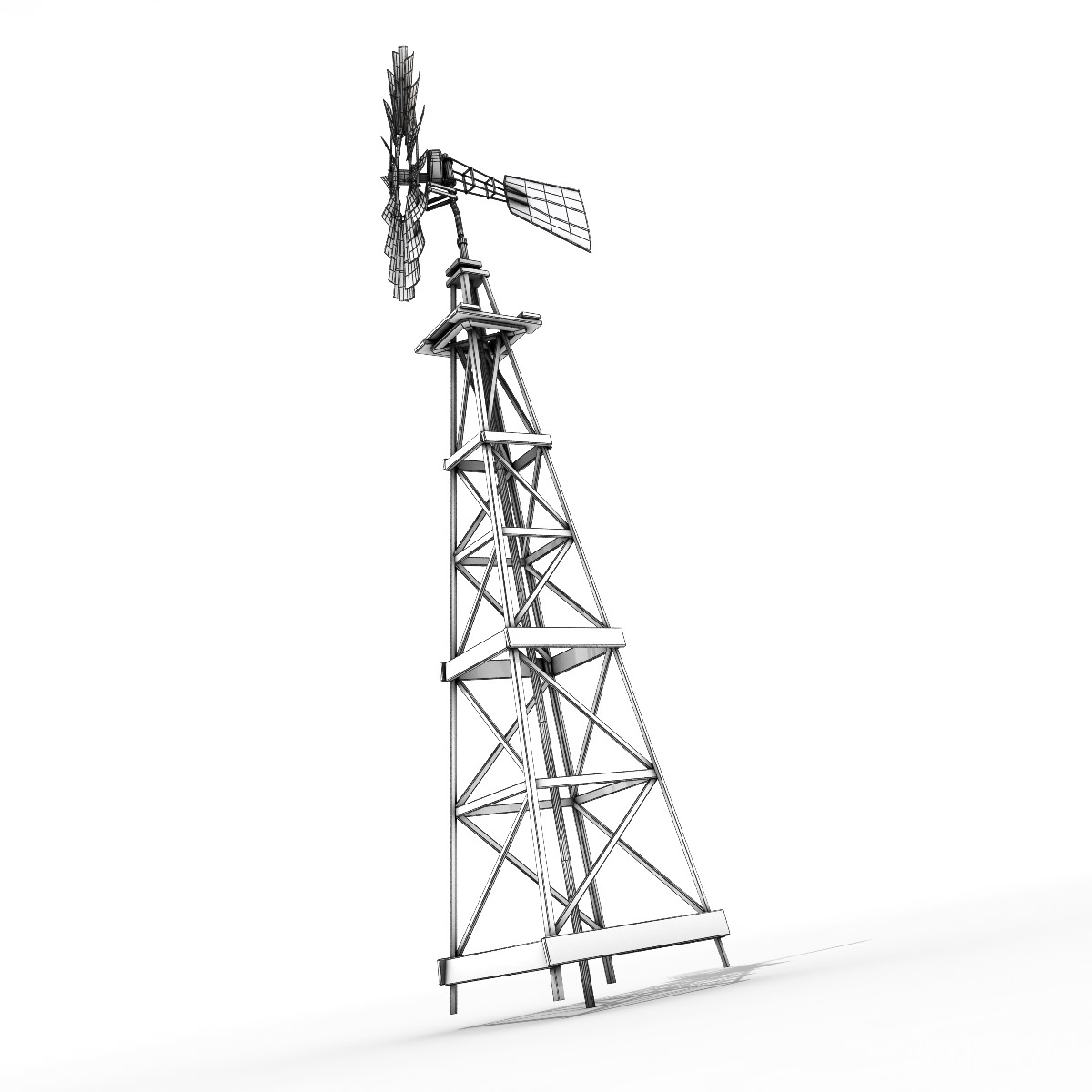 Windmill wooden Low-poly 3D model_6