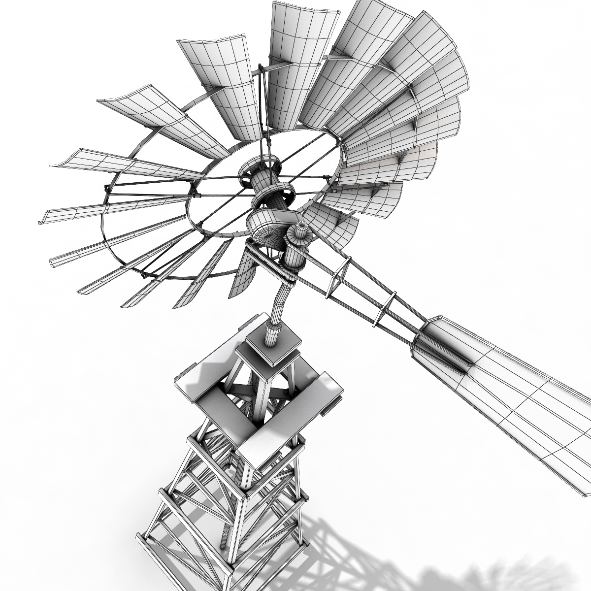 Windmill wooden Low-poly 3D model_7