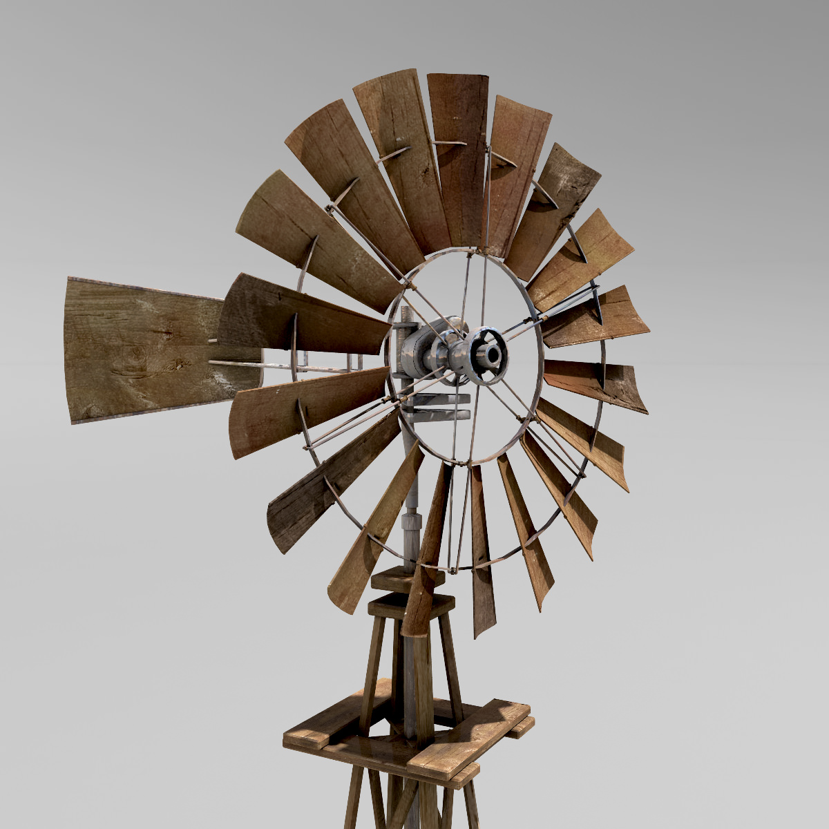 Windmill wooden Low-poly 3D model_3