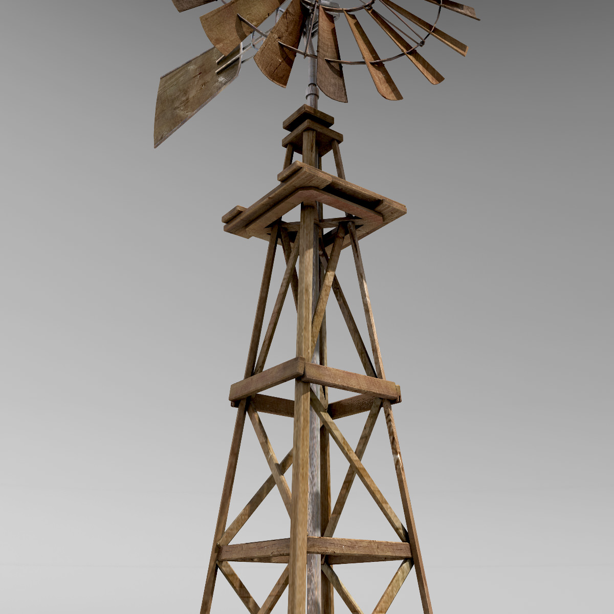 Windmill wooden Low-poly 3D model_4
