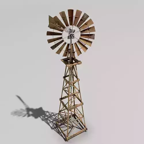 Windmill wooden Low-poly 3D model