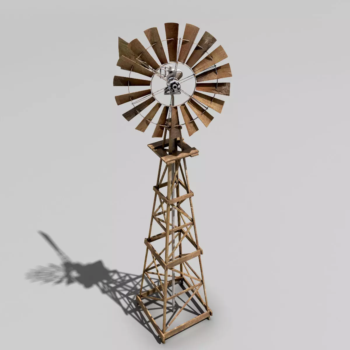 Windmill wooden Low-poly 3D model_0