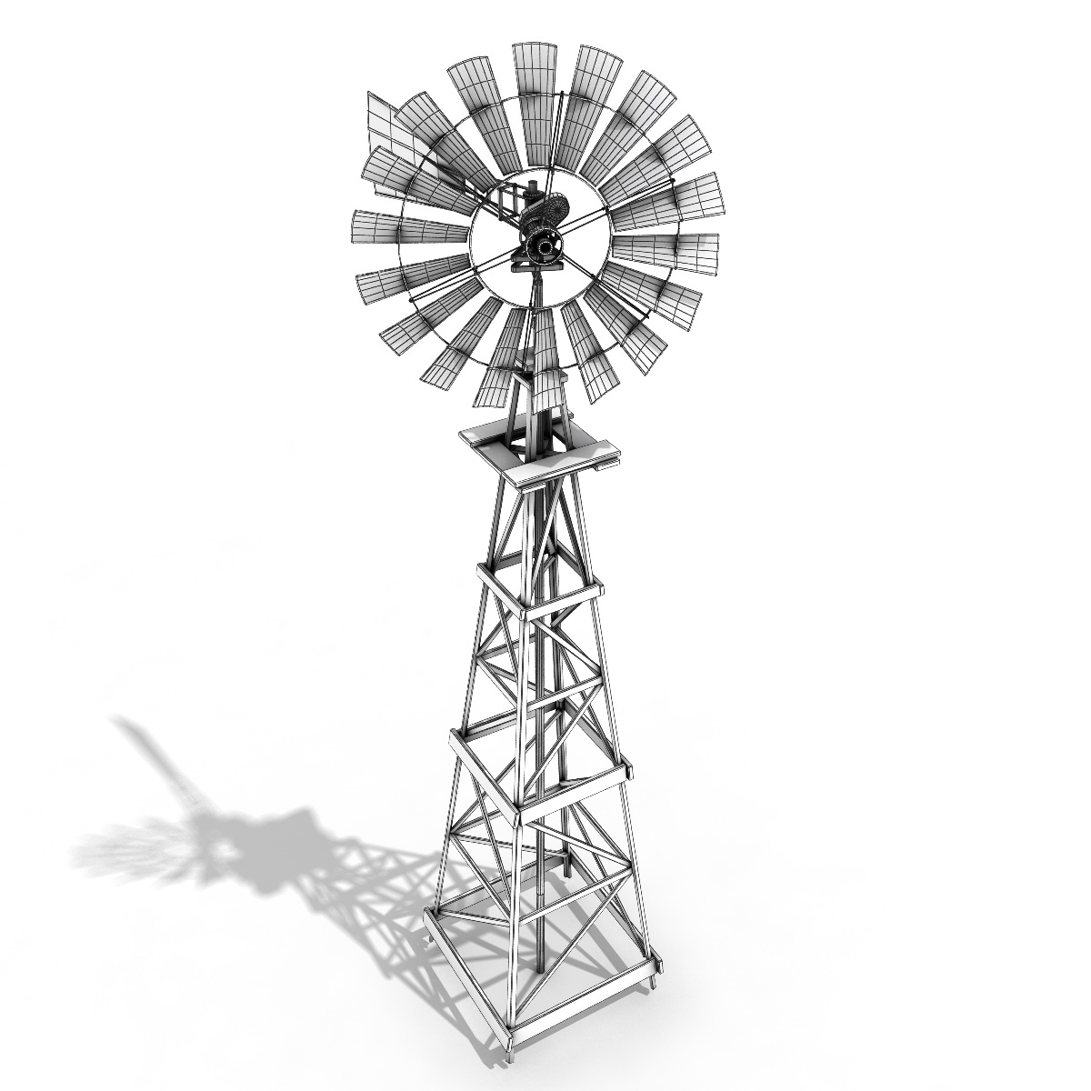 Windmill wooden Low-poly 3D model_5