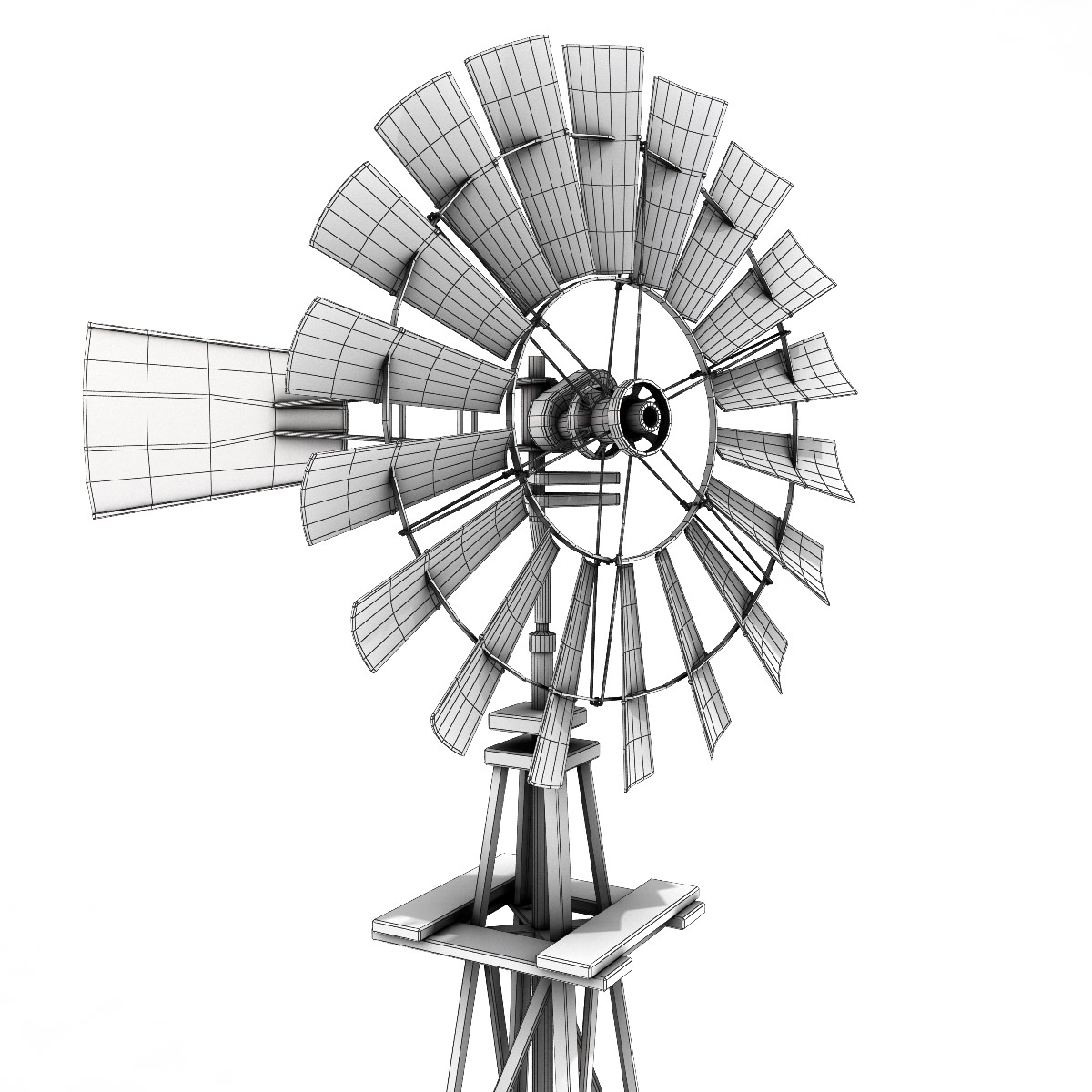 Windmill wooden Low-poly 3D model_8