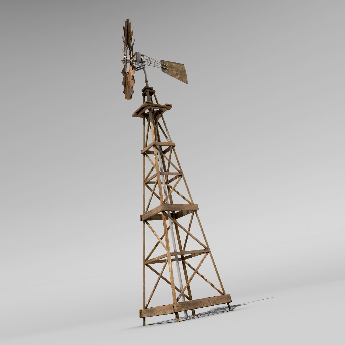 Windmill wooden Low-poly 3D model_2