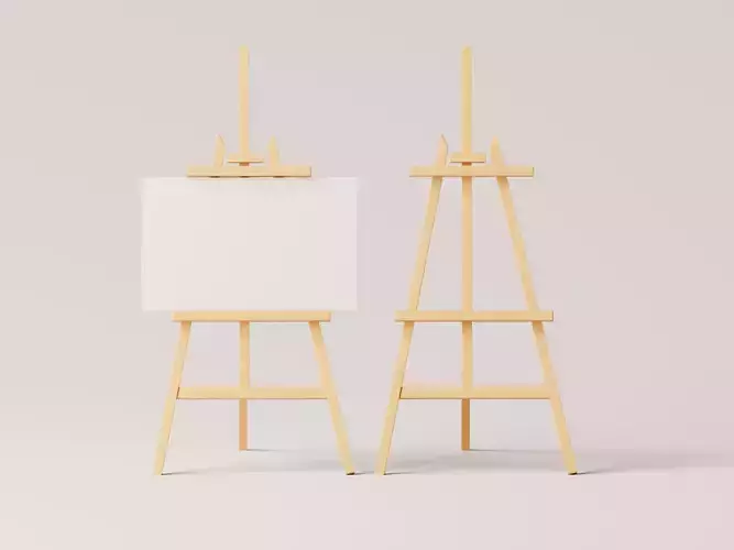 Realistic Paint Desk with Blank White Canvas