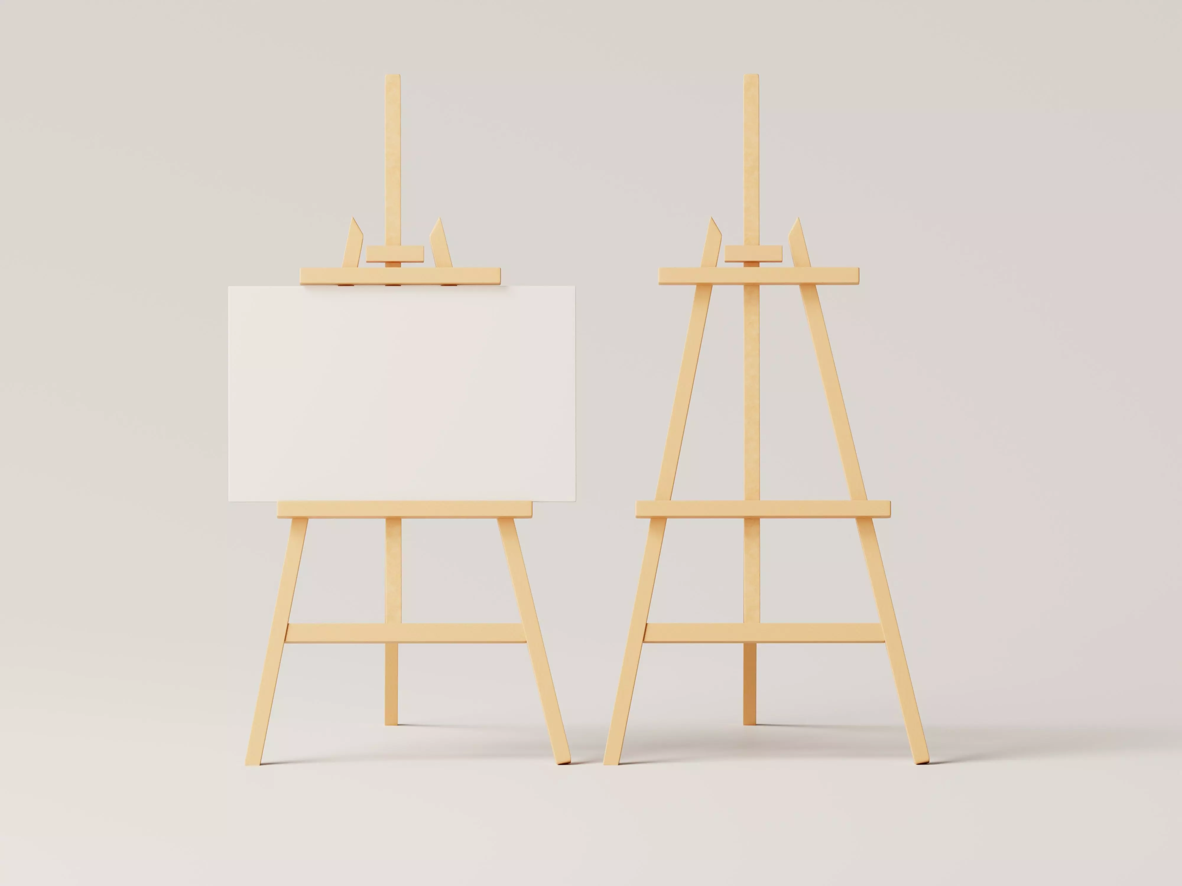 Realistic Paint Desk with Blank White Canvas Low-poly 3D model_0