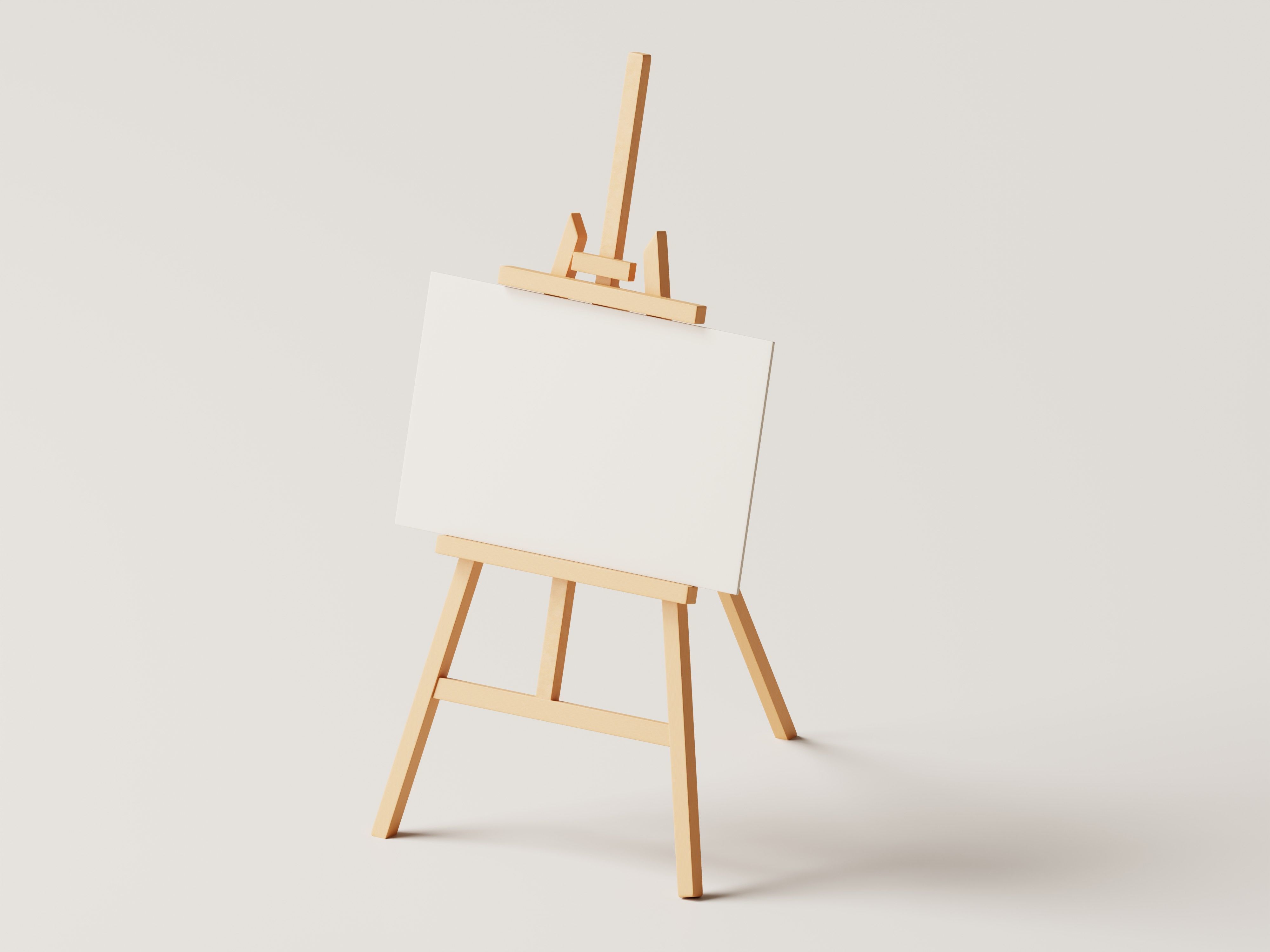 Realistic Paint Desk with Blank White Canvas Low-poly 3D model_3