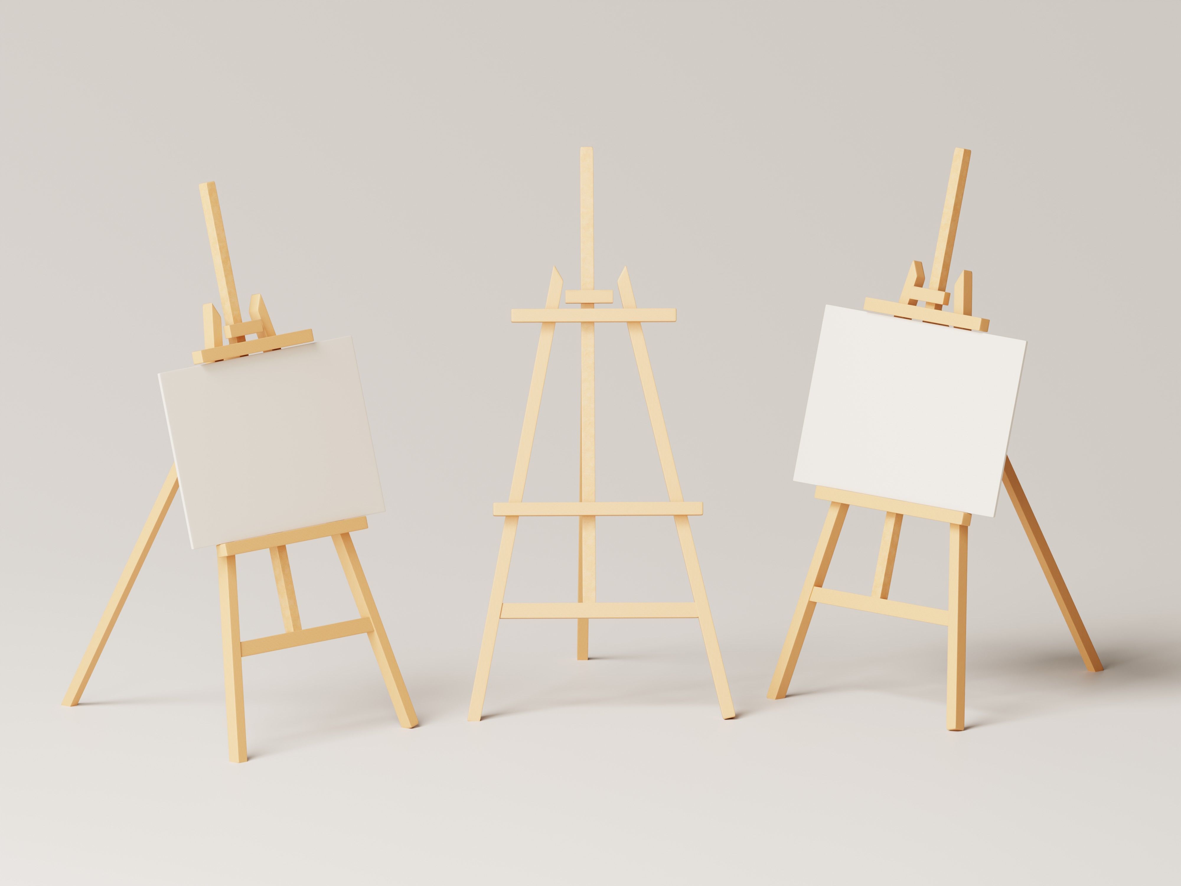 Realistic Paint Desk with Blank White Canvas Low-poly 3D model_9