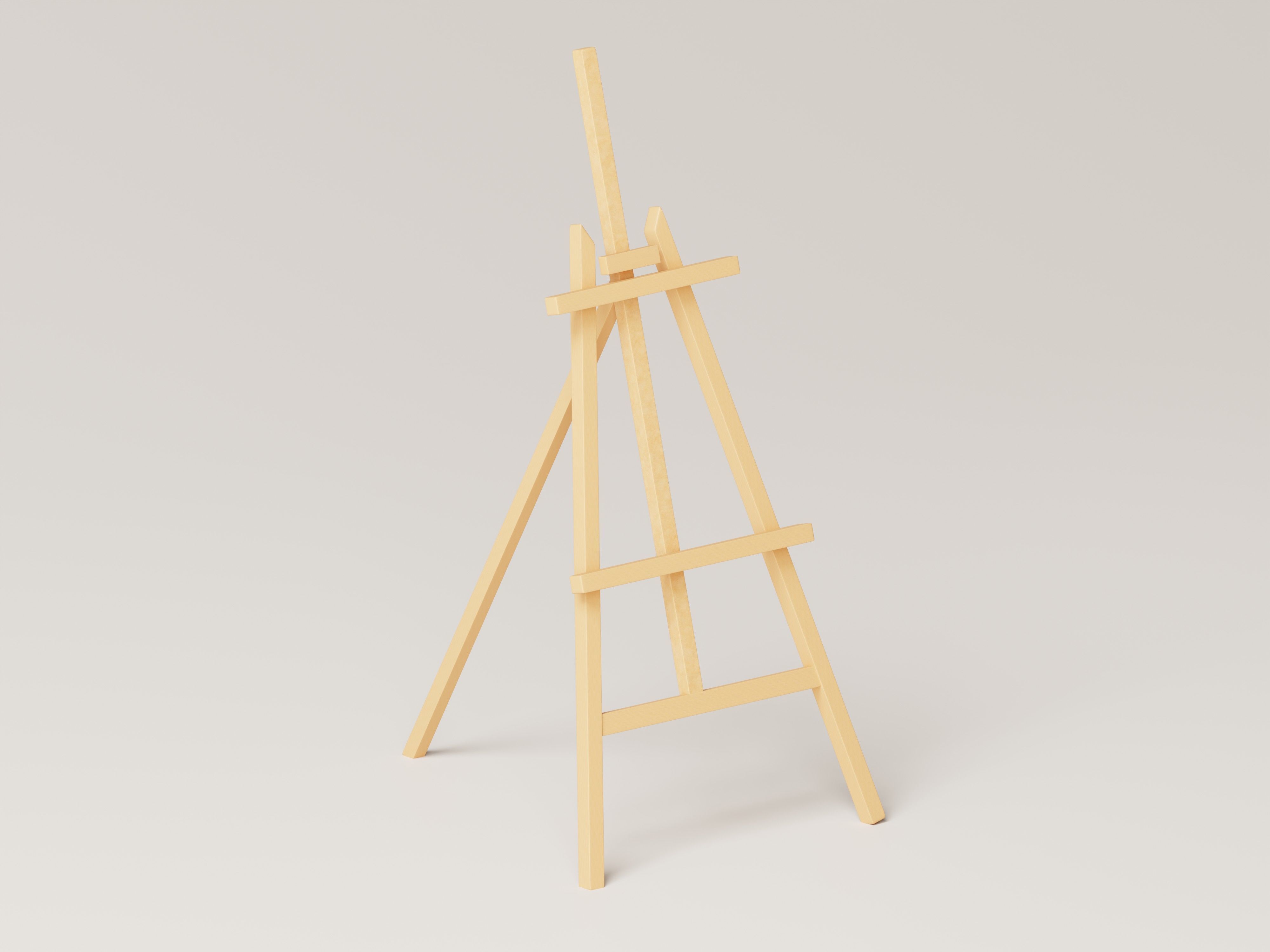 Realistic Paint Desk with Blank White Canvas Low-poly 3D model_4