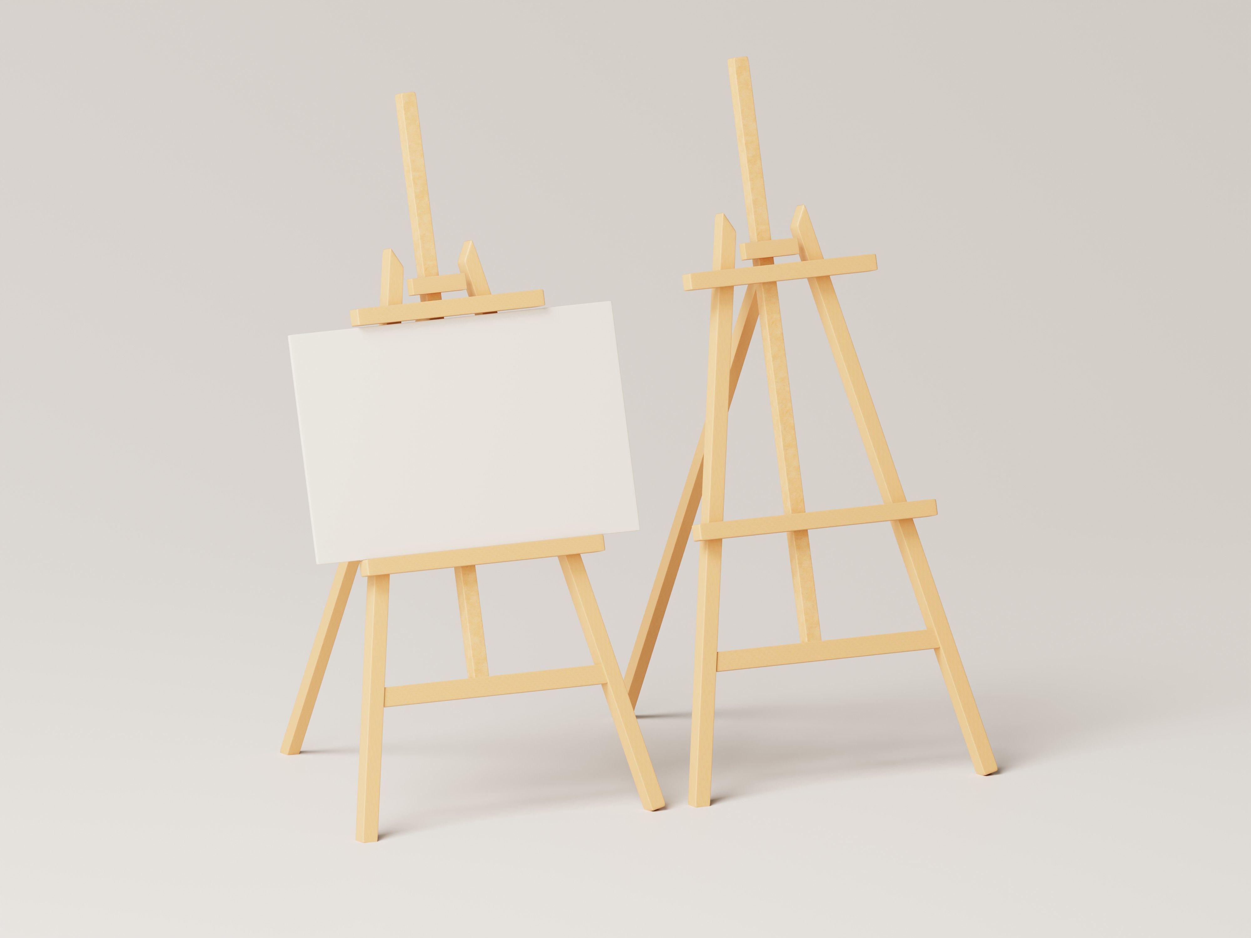 Realistic Paint Desk with Blank White Canvas Low-poly 3D model_6