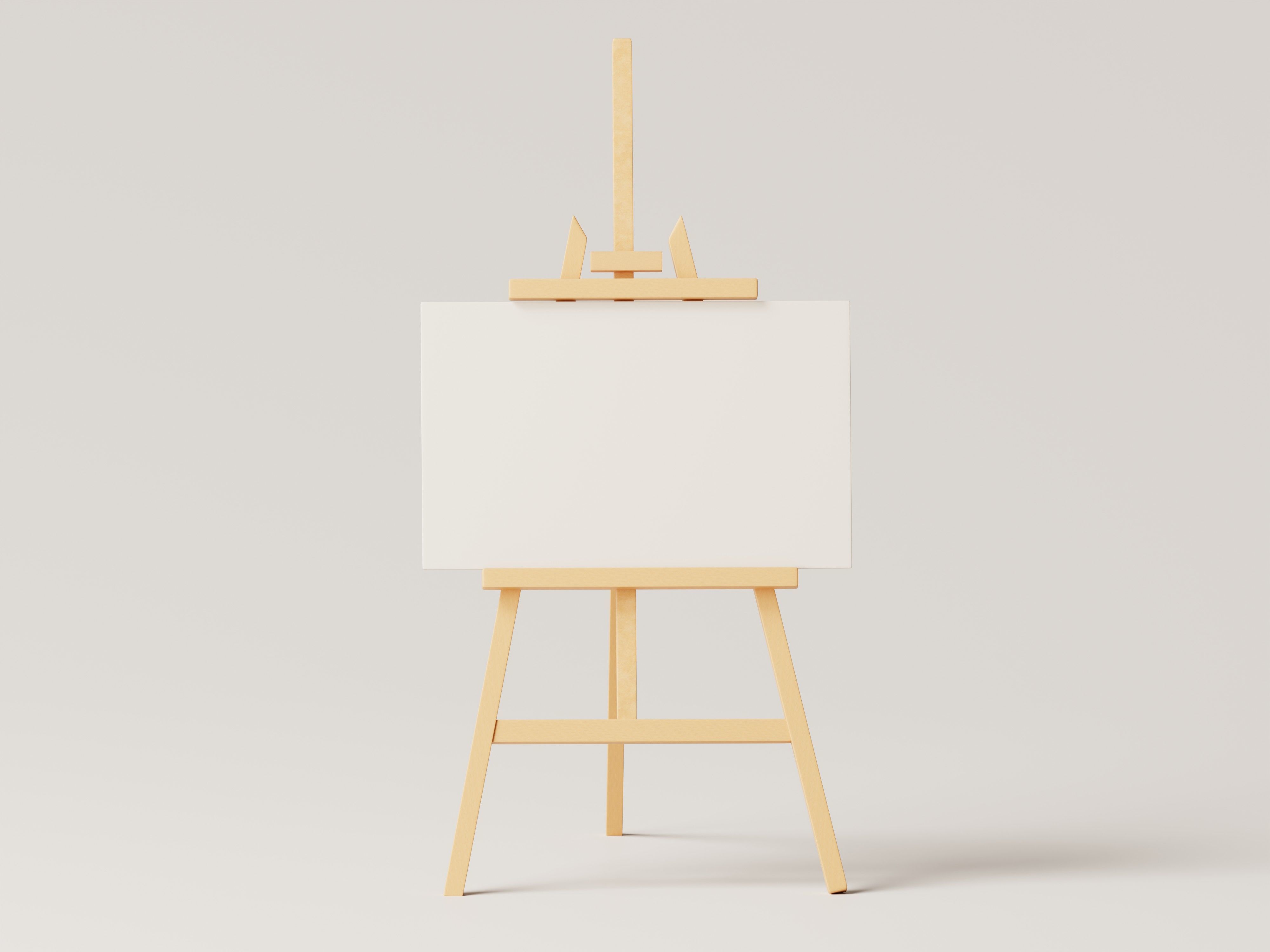 Realistic Paint Desk with Blank White Canvas Low-poly 3D model_1