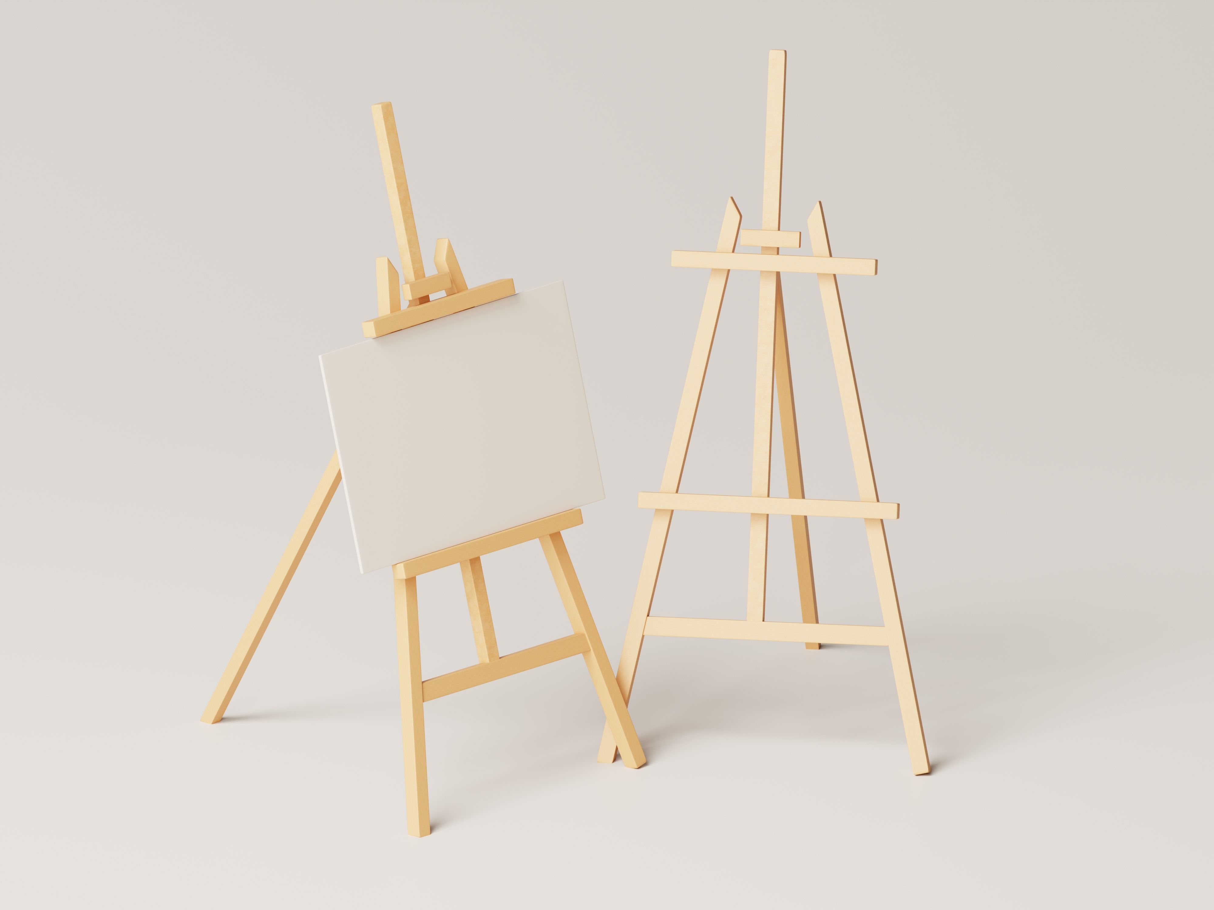 Realistic Paint Desk with Blank White Canvas Low-poly 3D model_7