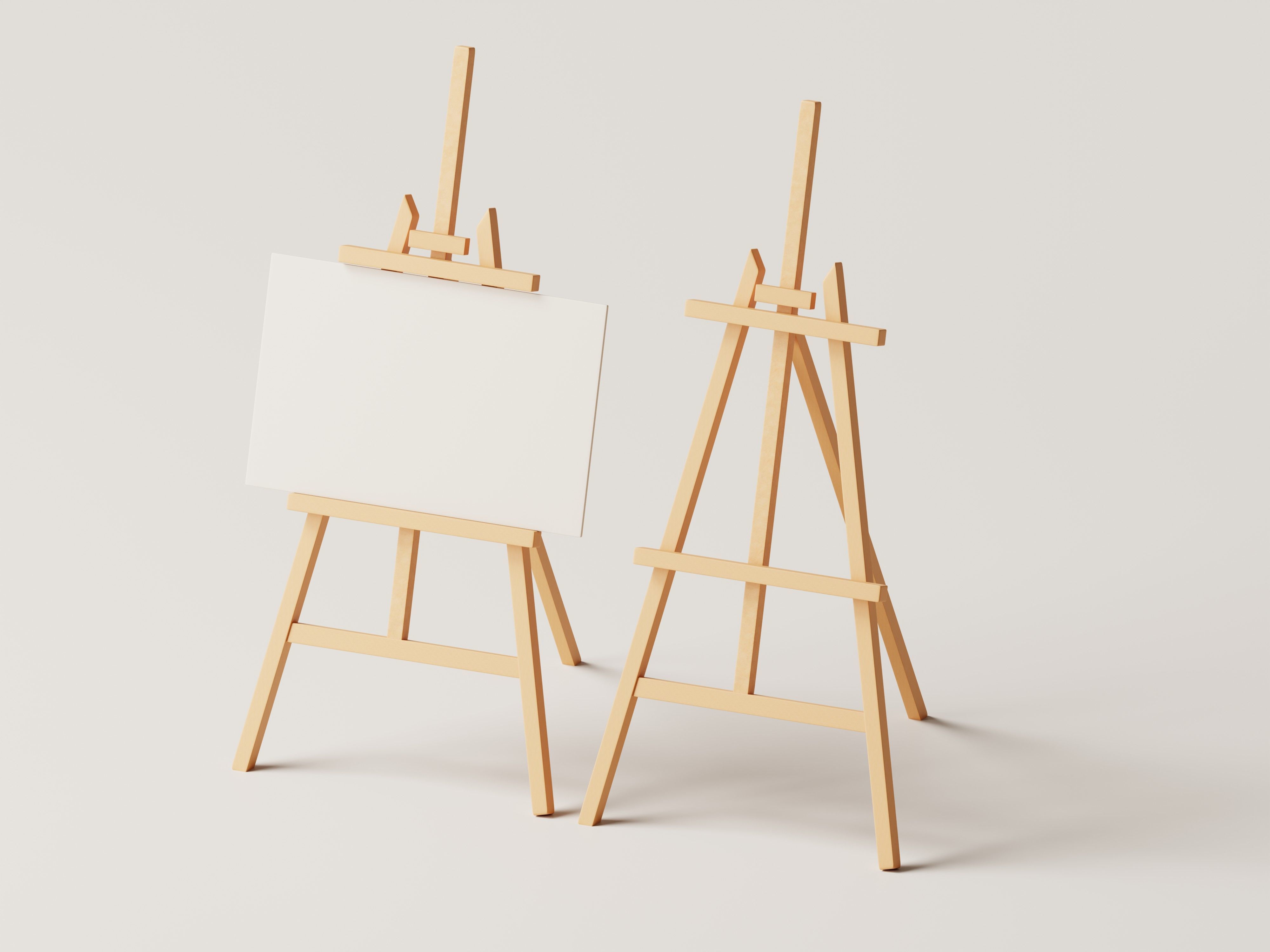 Realistic Paint Desk with Blank White Canvas Low-poly 3D model_5