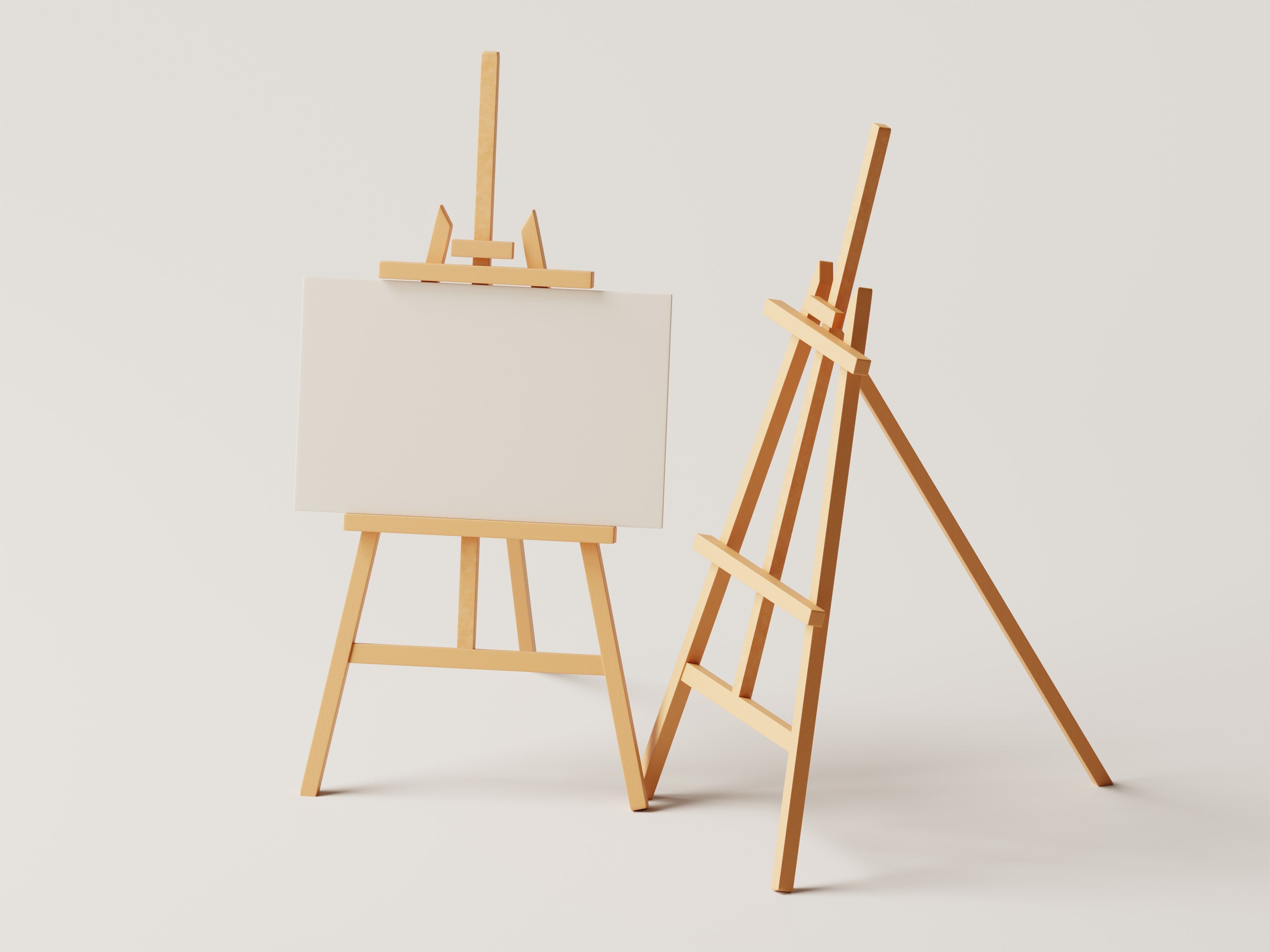 Realistic Paint Desk with Blank White Canvas Low-poly 3D model_8