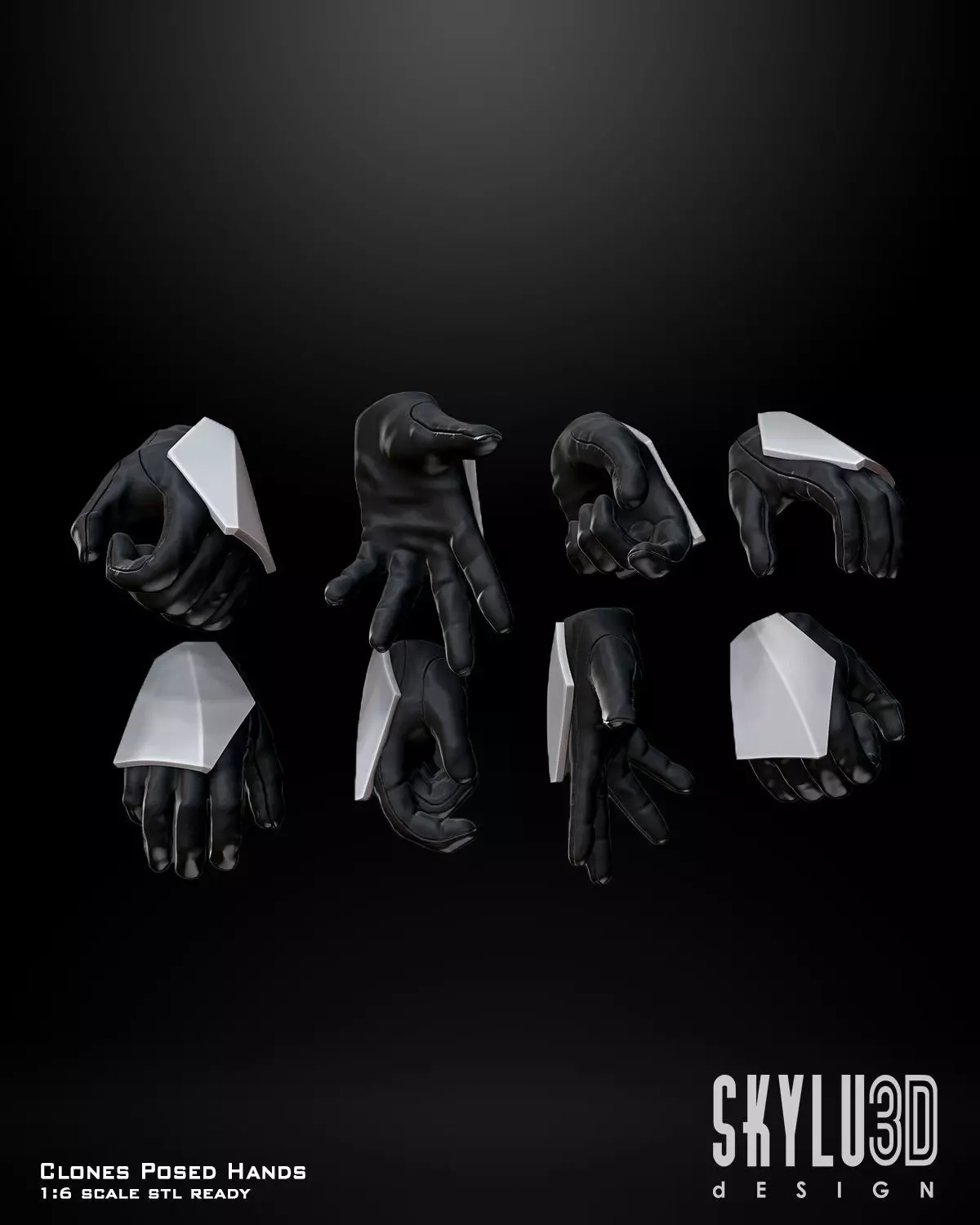 Clone Trooper Posed Hands Set for One6 Scale Custom 3D print model_0