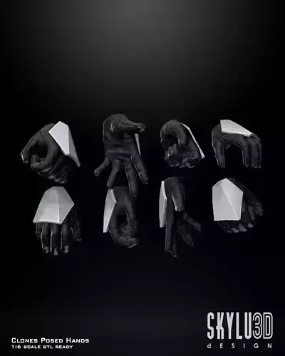 Clone Trooper Posed Hands Set for One6 Scale Custom 3D print model