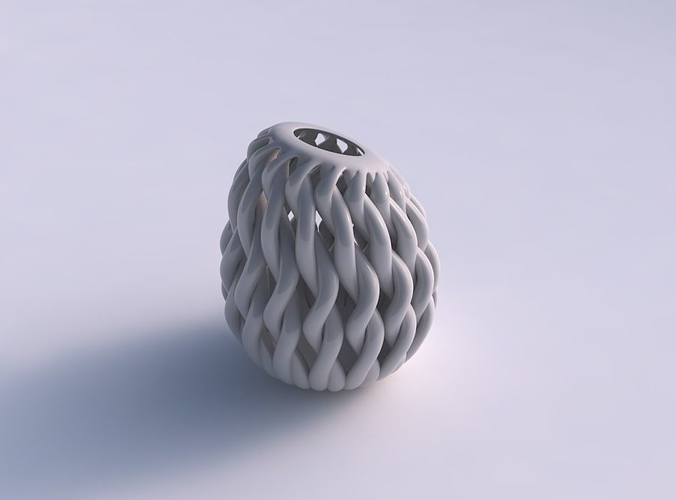 Vase taper large with twisted muscle structure squeezed with streched top corner