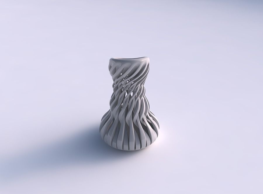 Vase taper with twisted sharp muscle structure eccentric 3D print model_0