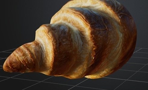 3D Golden Croissant 3D model 6