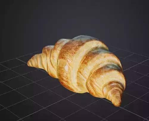 3D Golden Croissant