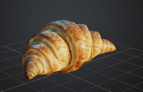 3D Golden Croissant 3D model 2