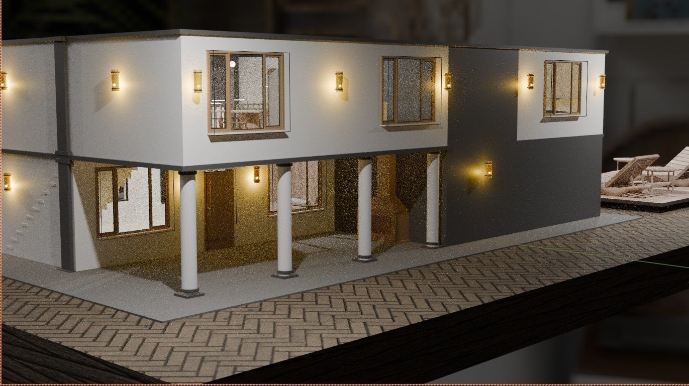 Cycles Render Modern House 3D Model With Interior 3D model_14