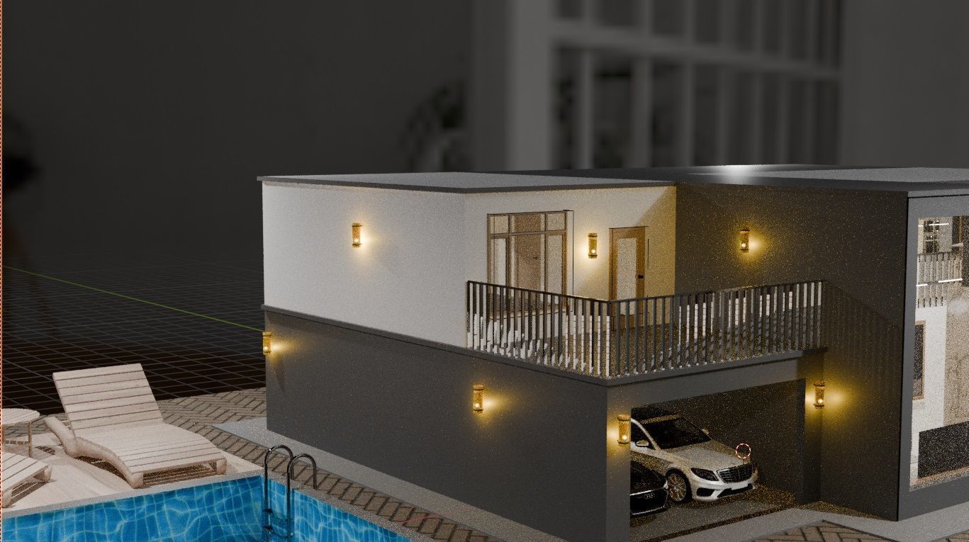 Cycles Render Modern House 3D Model With Interior 3D model_11