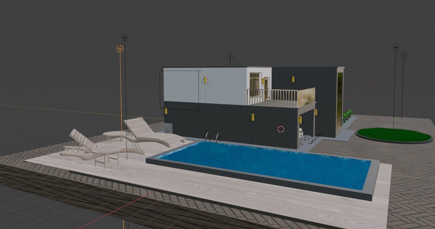 Cycles Render Modern House 3D Model With Interior 3D model_19