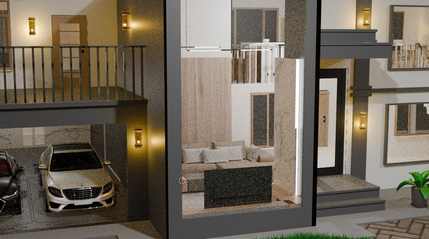 Cycles Render Modern House 3D Model With Interior 3D model_1