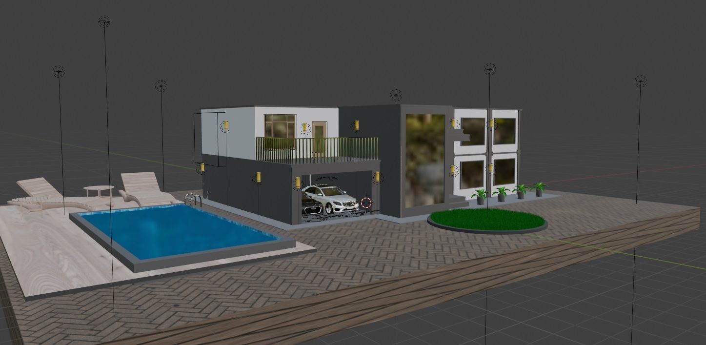 Cycles Render Modern House 3D Model With Interior 3D model_15