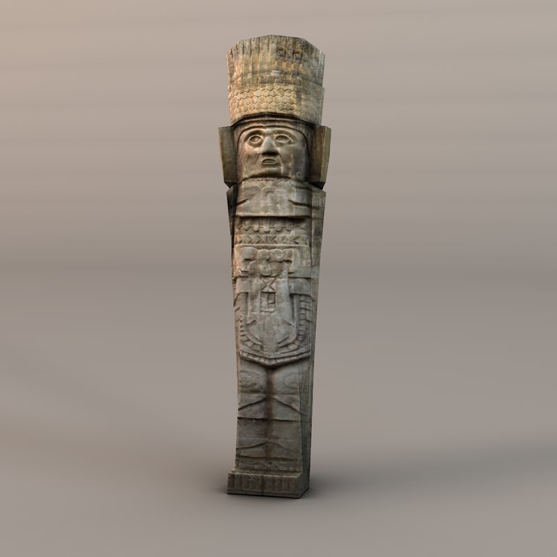 Low poly ancient stone statue Low-poly 3D model_1