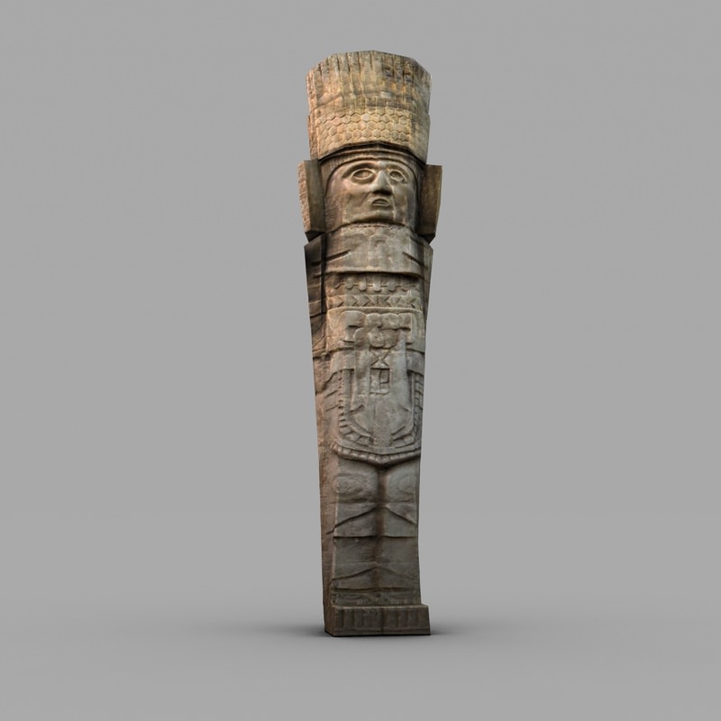 Low poly ancient stone statue Low-poly 3D model_2