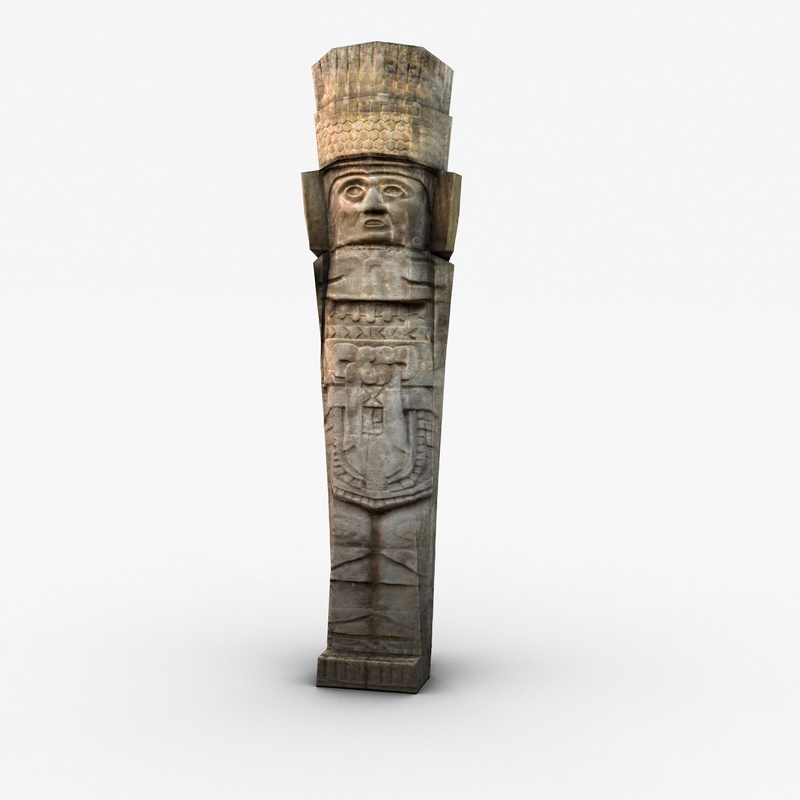 Low poly ancient stone statue Low-poly 3D model_4