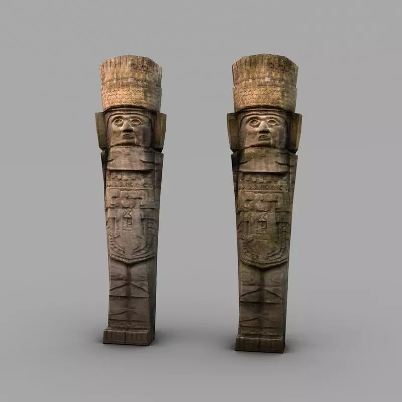 Low poly ancient stone statue Low-poly 3D model_0